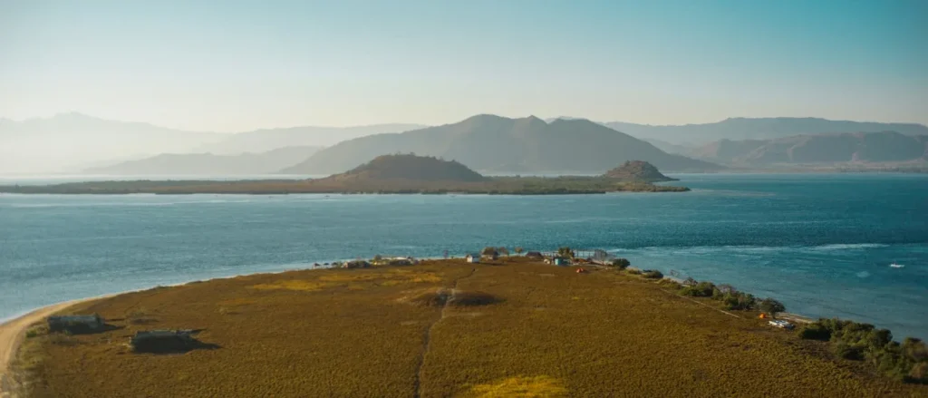 Sumbawa coastline panorama under a clear dry-season sky